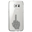 CRYSGALS7EDGEMAINDOIGT - Coque rigide transparente pour Samsung Galaxy S7-Edge avec impression Motifs doigt d'honneur