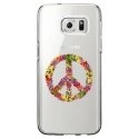 CRYSGALS7EDGEPEACELOVE - Coque rigide transparente pour Samsung Galaxy S7-Edge avec impression Motifs Peace and Love fleuri