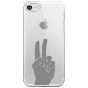 CRYSIPHONE7MAINPEACE - Coque rigide transparente pour Apple iPhone 7 avec impression Motifs main Peace and Love