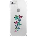 CRYSIPHONE7PAPILLONS - Coque rigide transparente pour Apple iPhone 7 avec impression Motifs papillons colorés