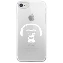 CRYSIPHONE7SINGECASQ - Coque rigide transparente pour Apple iPhone 7 avec impression Motifs singe avec son casque