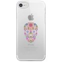 CRYSIPHONE7SKULLFLEUR - Coque rigide transparente pour Apple iPhone 7 avec impression Motifs crâne en fleurs