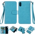 DETACHABLE-IPXBLEU - Etui portefeuille 2 en 1 détachable iPhone X coloris bleu