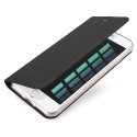 DUX-FOLIOIP7GREY - Etui iPhone 7/8/SE(2020/22) gris foncé fin avec rabat latéral aimant invisible et coque souple