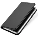 DUX-FOLIOIPXSGREY - Etui iPhone XS gris foncé fin avec rabat latéral aimant invisible et coque souple