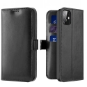 DUX-KADOIP12MININOIR - Etui iPhone 12 Mini noir avec rabat à logements cartes et patte magnétique