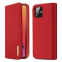 DUX-WISHIP12MINIROUGE - Etui iPhone 12 Mini en cuir rouge rabat latéral fonction stand