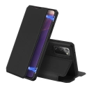 DUXSKINX-NOTE20NOIR - Etui antichoc Galaxy Note 20 noir fin avec rabat latéral aimant invisible et coque arrière flexible