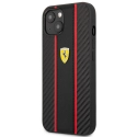 FEHCP14SNMBK - Coque Ferrari iPhone 14 effect carbone et traits rouges