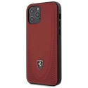 FEOGOHCP12MRE - Coque Ferrari iPhone 12 / 12 Pro cuir rouge micro-perforé