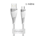 FP-TORILISUSBC1M - Câble USB-A vers USB-C gris tressé ultra robuste de FairPlay 1 mètre