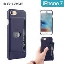 GCASE-JAZZIP7BLEU - Coque iPhone 7 bleue collection Ostrich de G-Case avec porte carte