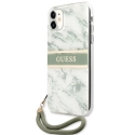 GUHCN61KMABGN - Coque souple iPhone 11 Guess aspect marbre avec cordon dragonne