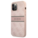 GUHCP12M4GDPI - Coque Guess série Stripe Cover rose iPhone 12 / 12 Pro
