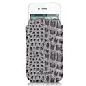 GUESSPOUCHM-CROCOGRI - GUPOP4LCRG Etui pouch Luxe Guess crocodile gris taille M pour IPhone 4 4S