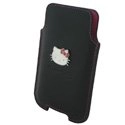 HKPOUCH-8520-NO - Etui Pouch Hello Kitty cuir noir pour Blackberry