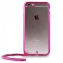 IPC647CLEARWLPNK - Coque Puro transparente contour rose pour iPhone 6s avec lanière poignet 