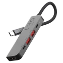 LINQ-HUBUSBC5EN1 - Linq Adaptateur Type-C 5 en 1 HDMI USB-C USB-3.1 coloris gris foncé