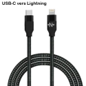MBX-TRESSEUSBCLIGHT - Robuste câble USB-C vers iPhone Lightning de 1 mètre renforcé en nylon tressé rapide 20W