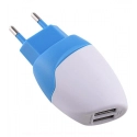 MILI-DOLPHINBLANC - Chargeur secteur 2 x USB 2.4 ampères blanc et bleu