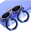 RINGLENS-IP16BLEU - Vitre protection appareil photo iPhone 16 / 16 Plus verre avec anneau aluminium bleu