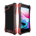 RJUST-SHOCKIP7PLUSROUGE - Coque iPhone 7+/8+ R-Just ShockProof noir rouge métal + carbone