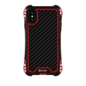 RJUST-SHOCKIPXSROUGE - Coque iPhone X/Xs R-Just ShockProof noir rouge métal + carbone