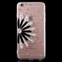SOFTCRYSFLOWERIP6NOIR - Coque souple avec cristaux Fleur noire pour iPhone 6s