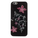 SOFTY22IP647 - Coque soupel en Gel flexible motif fleurs fond noir pour iPhone 6 4,7 pouces