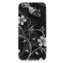 SOFTY23IP647 - Coque soupel en Gel flexible motif fleurs noir et blanc pour iPhone 6 4,7 pouces