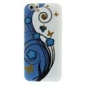 SOFTY24IP647 - Coque soupel en Gel flexible motif fleurs bleues pour iPhone 6 4,7 pouces