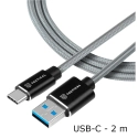 TACT-ROPE-USBAC-2M - Câble USB-A vers USB-C Ultra robuste en kevlar 2 mètres