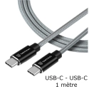 TACT-ROPE-USBCC-1M - Câble USB-C vers USB-C Ultra robuste en kevlar 1 mètre