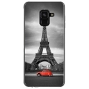 TPU0A8PLUS18PARIS2CV - Coque souple pour Samsung Galaxy A8-Plus 2018 avec impression Motifs Paris et 2CV rouge