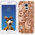 TPU0GALS5ARABESQUEBRONZE - Coque Souple en gel transparente pour Galaxy S5 avec impression Motifs arabesque bronze