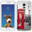TPU0GALS5CABINEUK - Coque Souple en gel transparente pour Galaxy S5 avec impression Motifs cabine téléphonique UK roug