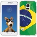 TPU0GALS5DRAPBRESIL - Coque Souple en gel transparente pour Galaxy S5 avec impression Motifs drapeau du Brésil