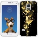 TPU0GALS5PAPILLONSOR - Coque Souple en gel transparente pour Galaxy S5 avec impression Motifs papillons dorés