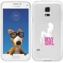 TPU0GALS5SEXYGIRLBLANCHE - Coque Souple en gel transparente pour Galaxy S5 avec impression Motifs Sexy Girl blanche