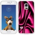 TPU0GALS5SOIEROSE - Coque Souple en gel transparente pour Galaxy S5 avec impression Motifs soie drapée rose