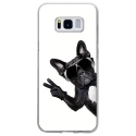 TPU0GALS8CHIENVBLANC - Coque souple pour Samsung Galaxy S8 avec impression Motifs chien à lunettes sur fond blanc