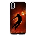 TPU0IPHONEXBALLONFOOT - Coque souple pour Apple iPhone X avec impression Motifs Ballon de football enflammé