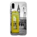 TPU0IPHONEXCABINEUKJAUNE - Coque souple pour Apple iPhone X avec impression Motifs cabine téléphonique UK jaune