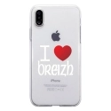 TPU0IPHONEXCOEURBREIZH - Coque souple pour Apple iPhone X avec impression Motifs coeur rouge I Love Breizh