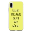 TPU0IPHONEXGENIALEJAUNE - Coque souple pour Apple iPhone X avec impression Motifs Chiante mais Géniale jaune