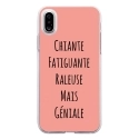 TPU0IPHONEXGENIALEROSE - Coque souple pour Apple iPhone X avec impression Motifs Chiante mais Géniale rose