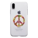 TPU0IPHONEXPEACELOVE - Coque souple pour Apple iPhone X avec impression Motifs Peace and Love fleuri