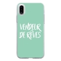 TPU0IPHONEXVENDREVETURQUOIS - Coque souple pour Apple iPhone X avec impression Motifs vendeur de rêves turquoise