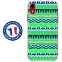 TPU0IPXRAZTEQUEBLEUVER - Coque souple pour Apple iPhone XR avec impression Motifs aztèque bleu et vert