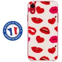TPU0IPXRLIPS - Coque souple pour Apple iPhone XR avec impression Motifs lèvres et coeurs rouges